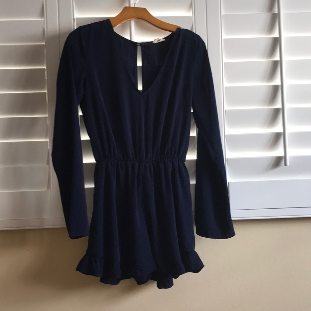 Urban Outfitters Navy Long Sleeve Romper